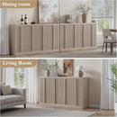 Fluted Buffet Cabinet with Storage, 60" Sideboard Buffet Accent Cabinet with 4 Door & Solid Wood Handle, Modern Buffet Table Credenza Console Cabinets for Living Room, Dining Room, Kitchen, Oak(1PCS) by CozyNest Decor