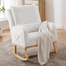 Rocking Chair Nursery, Sherpa Nursing Rocking Chairs, Upholstered Nursery Glider Rocker Wingback Morden Rocking Chair with Lumbar Pillow for Mom Nursery, Living Room, Bedroom, Teddy White by TinyTreasures Baby Boutique
