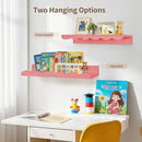 Nursery Book Shelves, 4 Pack Pink Floating Shelves for Wall, Wood Scalloped Shelves for Storage Books, Wall Book Shelf for Kids Rooms, Bedroom, Toddler Room, Baby Room, Nursery Decor by TinyTreasures Baby Boutique