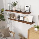 48 Inch Floating Shelves Set of 2, Rustic 48 x 9 Floating Shelf for Wall, 9 Inch Deep Bookshelf Invisible Bracket, Wall-Mounted Deep Shelving for Bedroom, Kicten, Living Room, Rustic Brown Color