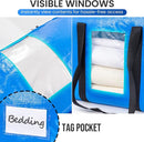 TAILI 2 Tier Extra Large Moving Bags, 4 Pack Blue Heavy Duty Totes For Storage with Visible Window, Wrap Around Handles, Storage Bags for Space Saving, Alternative to Moving Boxes by TinyTreasures Baby Boutique
