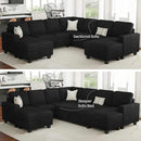 Belffin Oversized Sofa Bed Modular Sectional Sleeper Sofa with Pull Out Bed L Shaped Couch with Storage Chaise Black Couch