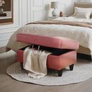 Ottoman Rectangular Storage Ottoman Bench, Faux Leather Footrest, Coffee Table, Stool Footstool with Hinged Lid for Living Room, Bedroom, Entryway, Red, 35"x23.5"x17.5" by CozyNest Decor