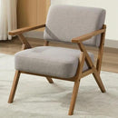 Ergonomic Mid-Century Modern Lounging Armchair | Solid Wood Frame & Plush Thickened Cushion | Versatile Seating for Living Room, Reading Nook & Balcony, Light Grey Linen by CozyNest Decor