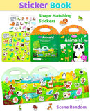 Benresive Reusable Sticker Books for Kids 2-4, Sticker Books for Toddlers 1-3 2-4, Toddler Travel Toys Activities Crafts Gifts - Animals by TinyTreasures Baby Boutique