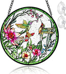 Remiawy Stained Glass Window Hanging Hummingbird Window Suncatcher 6 Inch Glass Panel with Metal Chain and Hooks Sun Catchers Indoor Wall Art Home Decor Gift for Bird Lovers Women Mother's Day by GreenHaven Gardens