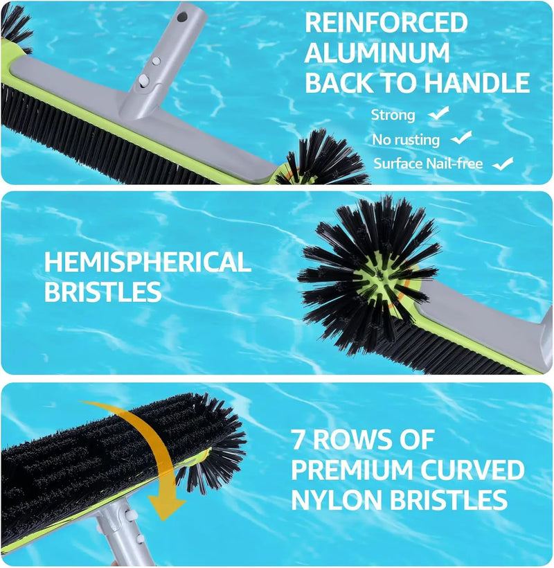 Sepetrel Deluxe Swimming Pool Cleaning Kit Including Professional Leaf Skimmer Net,Half-Depth Fine Mesh Net,17.5" Pool Brush Head & Hand Scrub Brush(NO Pole), photo 4 of 6