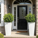 WORTH Garden Large 28 in.Tall Planters Set of 2 for Indoor and Outdoor, Heavy Duty Plastic White Modern Taper Flower Plant Pots with Drainage Hole and Dual-Purpose Tray for Front Porch, Patio by CozyNest Decor