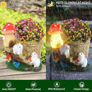 Garden Rabbit Statue,Resin Rabbit Figurine with Solar LED Light,Flower Pots Planters Pots for Succulent,Bunny Statue for Patio Balcony Yard Lawn Decor,Unique Gift for Dad Mom Grandma by GreenHaven Gardens
