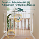 Cumbor 34" Extra Tall No Bottom Bar Baby Gate for Stairs, Auto Close Dog Gate Indoor for Larger Pets, 29.2-43" Hardware Mounted Safety Gate for Doorways, Wide Walk Thru Door for Easy Access (White) by TinyTreasures Baby Boutique