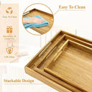 3 Pack Acacia Wood Serving Tray with Handles, Decorative Serving Trays Platter for Breakfast in Bed, Lunch, Dinner, Patio, Ottoman, Coffee Table, BBQ, Party, Great for Lap &Couch (Set of 3) by CozyNest Decor