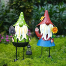 HONGLAND Solar Metal Gnome Yard Art -18 Inch Garden Gnomes Statues Outdoor Decor with Solar Lantern Lights -3D Outdoor Figurines for Patio Yard Lawn Porch Ornament Gardening Gifts by CozyNest Decor