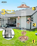 iBorn Bird Feeders for Outdoors, 2LB Metal Bird Feeders 17cm Large Roof &Tray, 4 Feeding Ports, Brushed Copper Finishing by CozyNest Decor