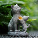 Solar Cat Garden Statue Outdoor Decor - Mother & Kitten Figurines with Flower LED Light, Outside Yard Art Patio Balcony Lawn Ornament, Unique Gifts for Cat Lover by CozyNest Decor
