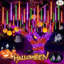 Outdoor Halloween Lights, 2-Pack Meteor Shower Lights Outdoor Waterproof, Total 432 LED 18 Tubes Snow Cascading String Lights Plug in for Party Garden Halloween Decorations (Orange Purple and Green) by GreenHaven Gardens