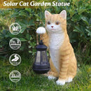 Solar Powered Outdoor Cat Garden Statue, Crafted Garden Sculptures & Statues for Patio, Yard, Lawn, Gardening Gifts for Women and Mom(11" Cat) by CozyNest Decor