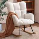 Nursery Rocking Chair, Teddy Upholstered Glider Rocker with High Backrest Armchair, Modern Rocking Accent Chairs for Nursery, Living Room, Bedroom, Offices (Ivory) by TinyTreasures Baby Boutique
