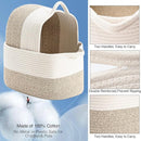 Cotton Rope Woven Storage Basket, Used for Baby Hamper Toy Organizer, Gift Baskets Empty,Kids Laundry Basket,Baby Blanket Basket. Size 15x10x8.7 Inches. (White&Brown-3PCS) by TinyTreasures Baby Boutique