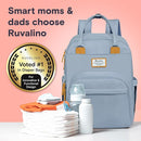 RUVALINO Diaper Bag Backpack-Multifunction Baby Travel Bag with Changing pad, Insulated Bottle Holders & Pacifier Case, Large Capacity, Waterproof, Sky Blue by TinyTreasures Baby Boutique
