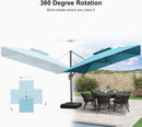 PURPLE LEAF 11FT Cantilever Outdoor Umbrellas Large Patio Umbrella Hanging Double Top Square Offset Umbrella with 360°Rotation Tilting Umbrella Outdoor Patio, Turquoise Blue by GreenHaven Gardens
