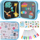 Erasable Kids' Doodle Set, Magic Drawing Book, Reusable 12 Watercolor Pens, 14 Page Car Game Set (Owl Blue) by TinyTreasures Baby Boutique