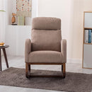 Dolonm Nursery Rocking Chair for Living Room, Upholstered Mid-Century Modern Nursery Rocking Armchair Tall Back Accent Glider Rocker, Camel by TinyTreasures Baby Boutique