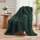 Carriediosa Chunky Knit Throw Blanket 50" X 60", 100% Hand Made Large Chenille Loop Yarn Soft Fluffy Throws for Couch Sofa Bed, Big Crochet Cozy Heavy Thick Cable Woven Blankets, Dark Green by CozyNest Decor