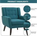 UIXE Accent Chair, Modern Upholstered Armchair in Fabric for Living Room, Comfy Club Arm Chairs Single Sofa Button Tufted Bedroom Reading Seat - Turquoise Blue, Set of 2 by CozyNest Decor