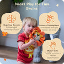 Roary The Lion Crinkle Toy for Baby - Sensory Tummy Time Toys - Plush Stuffed Animal with Teething Toy Chew Ring by TinyTreasures Baby Boutique