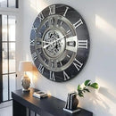 The Gears Clock Real Moving Gear Wall Clock England Line (Vintage Black, 24 inches (60 cm)) by CozyNest Decor