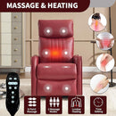 Manual Swivel Rocker Recliner Chair for Adults, Overstuffed Reclining Glider Chair for Nursing with Vibration Massage & Heat, Living Room Rocking Recliner 2-Stage backrest, Faux Leather Red by CozyNest Decor