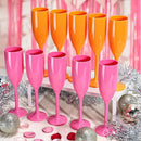 XUWAIDSGN Acrylic Champagne Flutes Toasting Glasses Unbreakable Mimosa Bar Reusable Wine Glasses Vintage Champagne Flutes Stemmed Drinking Cups 5.4 OZ for Christmas Birthday (24, Orange)