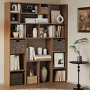 6-Tier Large Open Bookcase 71” Tall Sturdy Wooden Bookshelf with Baskets,Modern Style 16-Cube Home Display Shelf for Bedroom, Living Room（Oak Color） by CozyNest Decor