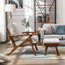 Wahson Mid Century Arm Chair and Ottoman Set, Upholstered Accent Armchair with Wood Frame and Canvas Cushions, Leisure Slipper Chair for Living Room/Bedroom, Beige by CozyNest Decor