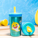 Zak Designs Baby Shark Kelso Tumbler Set, Leak-Proof Screw-On Lid with Straw, Bundle for Kids Includes Plastic and Stainless Steel Cups with Bonus Sipper (3pc Set, Non-BPA)15 fl oz. by TinyTreasures Baby Boutique