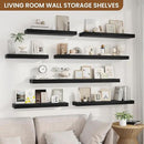 fuqing Floating Shelves for Wall, Bathroom Shelf Wall Mounted for Storage, Shelves with Invisible Bracket for Bedroom, Kitchen, Living Room, Farmhouse Small Book Shelf, 16 Inch Set of 2, Black by CozyNest Decor