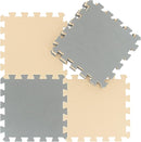qqpp EVA Rubber 18 Tiles Interlocking Puzzle Foam Floor Mats - Baby Play Mat for Playing | Exercise Mat for Home Workout. Beige, Gray. QC-JLb18N by TinyTreasures Baby Boutique