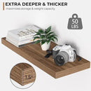 Fun Memories Floating Shelves - 24 Inch Rustic Wooden Wall Shelves - Extra Deeper & Thicker Wall Mounted Storage Shelf for Living Room, Kitchen, Farmhouse - 24"x 9"x 1.6" 2Pack, Walnut by CozyNest Decor