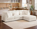 Oversized Modular Sofa, Extra Deep Cloud Corduroy Sectional Couch with Ottoman Chaise, Fluffy Chenille 4 Seat L-Shaped Sofa for Living Room, Villa (L Shape 4 Seater, Corduroy White) by CozyNest Decor