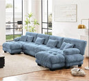 Modular Sectional Sofa, Comfy Cloud Couch 4 Seater Couch with Ottoman, Sectional Couches for Living Room, Modern Chenille U Shaped Couches, Sleeper Deep Seat Sofa with Throw Pillows, Blue by CozyNest Decor