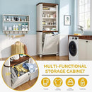 DWVO Tilt Out Laundry Hamper, Farmhouse 4-Tier Storage Cabinet with Removable Laundry Basket, Laundry Hamper Organizer with 2 Adjustable Shelves for Laundry Room, Bathroom, White by CozyNest Decor