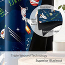 Kids Space Rocket Blackout Curtains - 100% Blackout, Thermal Insulated, Noise Reducing, Perfect for Kids Room and Nursery, 2 Panels (Future Explorer Rockets, W52×L63) by TinyTreasures Baby Boutique