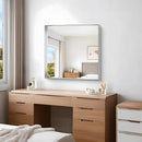 Silver Bathroom Mirror, 30x30 Inch Rectangular Framed Mirror, Large Wall Mounted Bathroom Vanity Mirror Over Sink for Bedroom,Restroom, Living Room, Hangs Vertically or Horizontally by CozyNest Decor