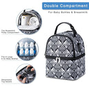 Breastmilk Cooler Bag with Ice Pack Fits 6 Baby Bottles up to 9 Ounce, Breast Milk Pump Cooler Bag with Shoulder Strap for Nursing Mom Daycare, Work, Travel- Black by TinyTreasures Baby Boutique