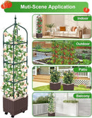 Raised Garden Bed Planter Boxes with Trellis,1pcs 70.9"Self-Watering Tomato Planter Boxes with Trellis for Climbing Vegetables Plants Flowers Tomato with Wheels,Use for Indoor Outdoor (Brown) by GreenHaven Gardens