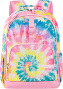 Choco Mocha Tie Dye Backpack for Girls, Elementary School Backpack for Girls Ages 6-8 Kids Kindergarten Backpack Bookbag 17 Inch with Chest Strap, Colorful by TinyTreasures Baby Boutique