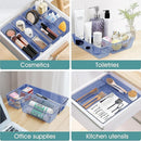 WOWBOX 25 PCS Plastic Drawer Organizer Set, 4 Sizes Desk Drawer Divider Organizers and Storage Bins for Makeup, Jewelry, Gadgets for Kitchen, Bedroom, Bathroom, Office, Clear Dark Blue by TinyTreasures Baby Boutique
