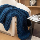 WESHIONGOO Chunky Knit Blanket Throw 40"*40" Knitted Throw Blankets for Couch Bed Fluffy Soft Blanket with Jumbo Chenille Yarn Thick 100% Handmade(Navy Blue) by CozyNest Decor