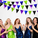Video Game Party Decorations Black Blue Green Purple Metallic Fabric Triangle Pennant Banner Flag Bunting for Men Boys Birthday Graduations Retirement Wedding Bachelorette Video Game Party Supplies by GreenHaven Gardens