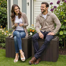 Greesum 31 Gallon Deck Box for Outside, All Weather Outdoor Storage Boxes for Patio Furniture Set, Package Delivery Box, Garden Tools, Brown(Set of 2) by GreenHaven Gardens